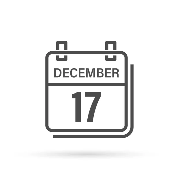 December Kalender Icoon Met Schaduw Dag Maand Platte Vectorillustratie — Stockvector