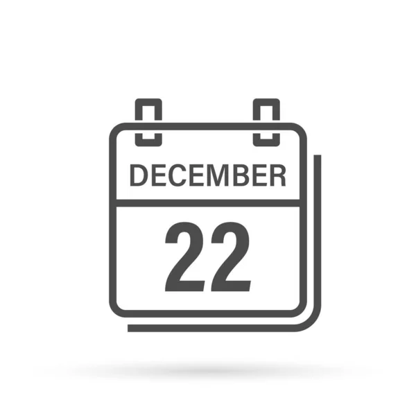 December Kalender Icoon Met Schaduw Dag Maand Platte Vectorillustratie — Stockvector