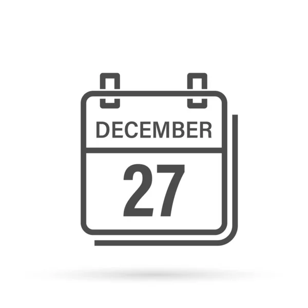 Dezembro Ícone Calendário Com Sombra Dia Mês Ilustração Vetorial Plana — Vetor de Stock