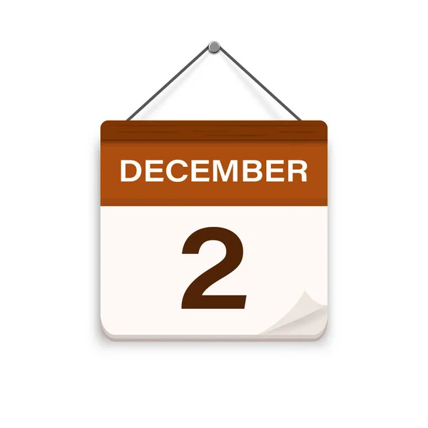 12月2日影のカレンダーアイコン 約束の時間だ 予定日 平面ベクトル図 — ストックベクタ