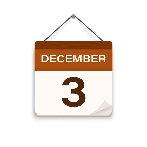 12月3日 有阴影的日历图标 一个月 会议时间 活动时间表日期 平面矢量图解 — 图库矢量图片
