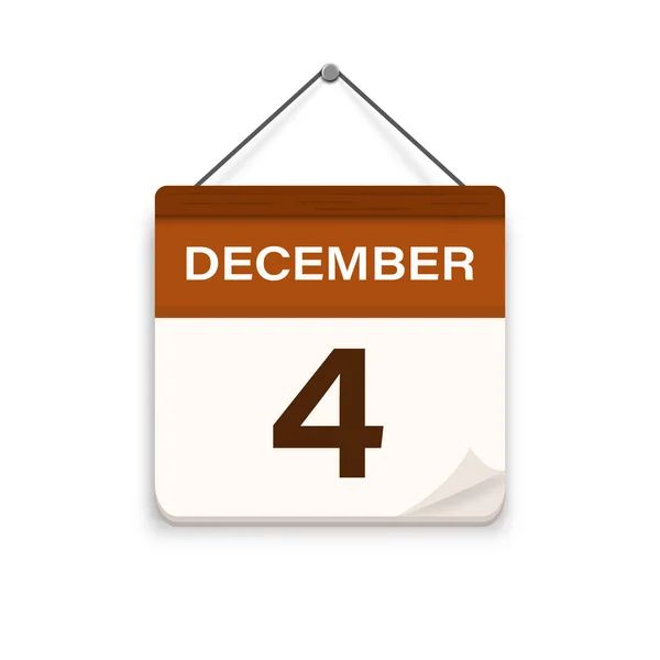12月4日 有阴影的日历图标 一个月 会议时间 活动时间表日期 平面矢量图解 — 图库矢量图片