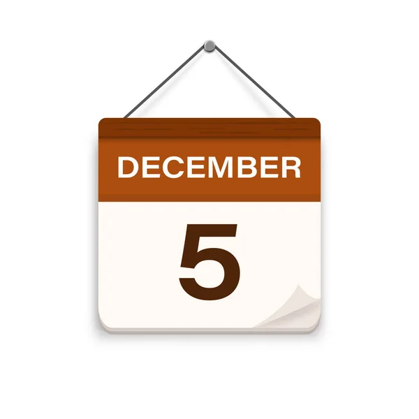 12月5日 有阴影的日历图标 一个月 会议时间 活动时间表日期 平面矢量图解 — 图库矢量图片