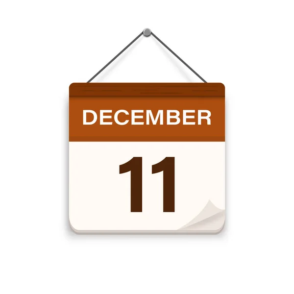 12月11日 有阴影的日历图标 一个月 会议时间 活动时间表日期 平面矢量图解 — 图库矢量图片