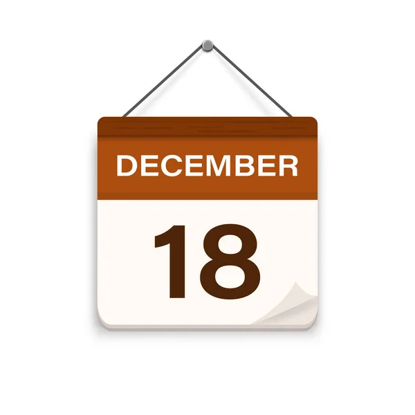 12月18日 有阴影的日历图标 一个月 会议时间 活动时间表日期 平面矢量图解 — 图库矢量图片