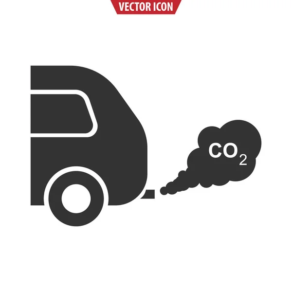 Auto Uitlaat Co2 Zwart Silhouet Pictogram Milieuverontreinigingsconcept Vector Illustratie Geïsoleerd — Stockvector