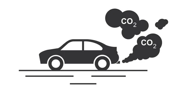 Car Exhaust Co2 Black Silhouette Icon Environmental Pollution Concept Vector — Stock Vector