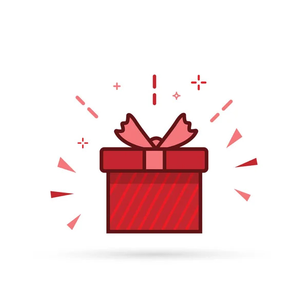 Czerwone Pudełko Niespodzianką Świąteczne Pudełko Wstążką Ilustracja Izolowanego Wektora — Wektor stockowy