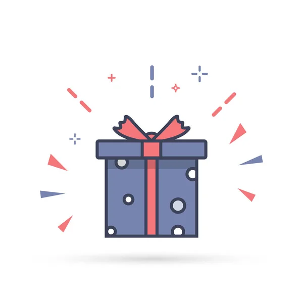 Coffret Cadeau Surprise Boîte Cadeau Vacances Attachée Avec Ruban Illustration — Image vectorielle