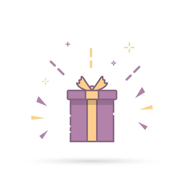 Surprise Boîte Cadeau Couleur Pourpre Boîte Cadeau Vacances Attachée Avec — Image vectorielle