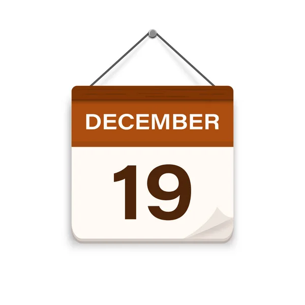 Dicembre Icona Del Calendario Con Ombra Giorno Mese Ora Dell — Vettoriale Stock