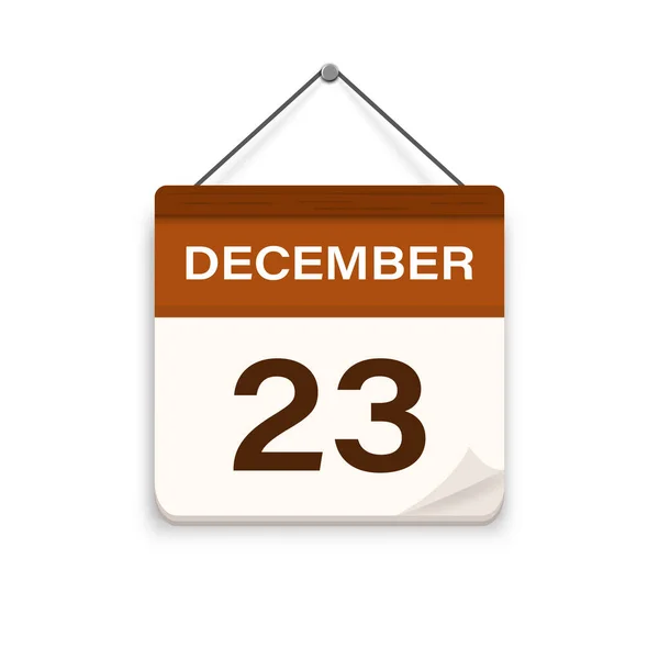 12月23日影のカレンダーアイコン 約束の時間だ 予定日 平面ベクトル図 — ストックベクタ