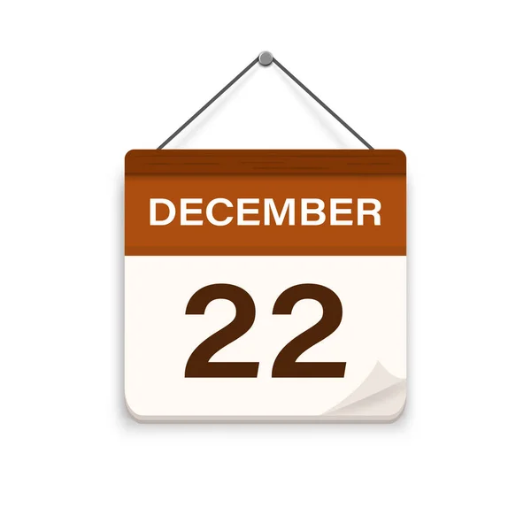 12月22日影のカレンダーアイコン 約束の時間だ 予定日 平面ベクトル図 — ストックベクタ