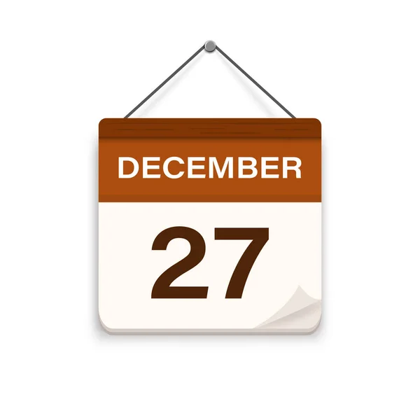 12月27日影のカレンダーアイコン 約束の時間だ 予定日 平面ベクトル図 — ストックベクタ