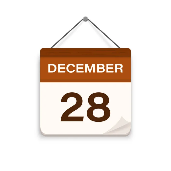 12月28日 有阴影的日历图标 一个月 会议时间 活动时间表日期 平面矢量图解 — 图库矢量图片