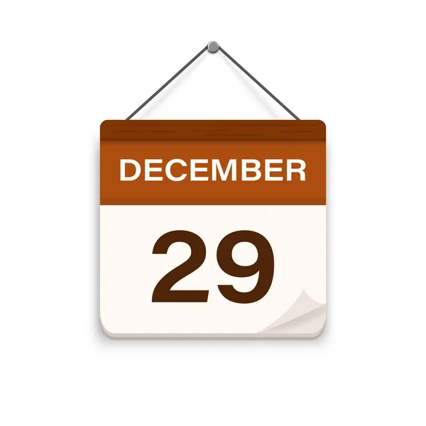 12月29日影のカレンダーアイコン 約束の時間だ 予定日 平面ベクトル図 — ストックベクタ
