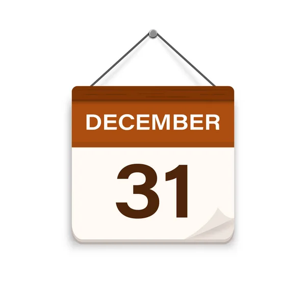 12月31日影のカレンダーアイコン 約束の時間だ 予定日 平面ベクトル図 — ストックベクタ