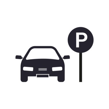 Car parking icon. Parking space and traffic sign. parking location. Isolated vector illustration.