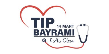 14 Mart uçlu Bayrami kutlu olsun. Tercümesi: 14 Mart tıp gününüz kutlu olsun. Arkaplan, poster, kart, afiş vektör illüstrasyonu