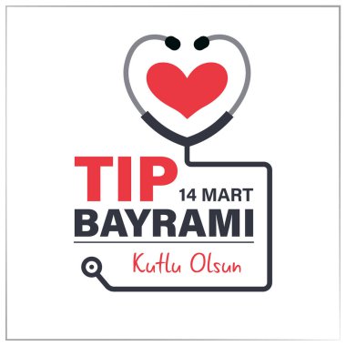 14 Mart uçlu Bayrami kutlu olsun. Tercümesi: 14 Mart tıp gününüz kutlu olsun. Arkaplan, poster, kart, afiş vektör illüstrasyonu