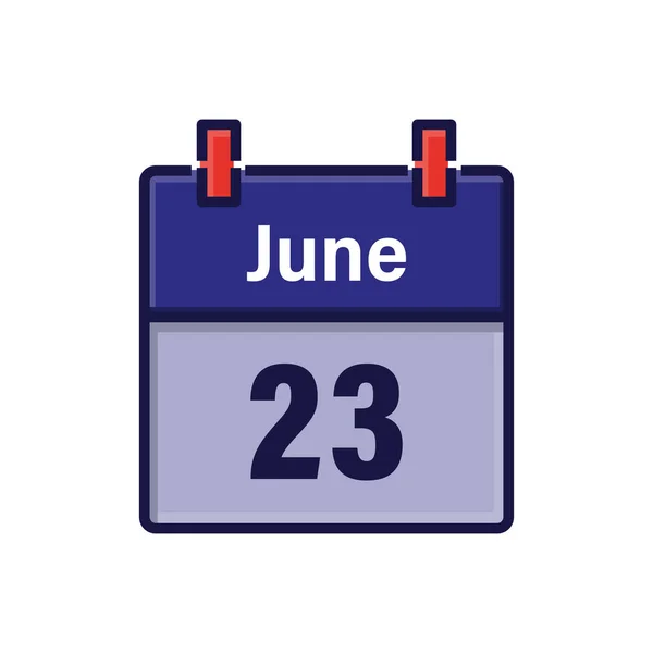 Junio Icono Del Calendario Con Sombra Día Mes Hora Cita — Vector de stock