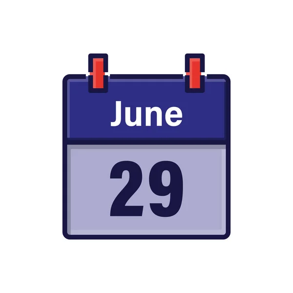 Czerwca Ikona Kalendarza Cieniem Dzień Miesiąc Czas Spotkanie Data Wydarzenia — Wektor stockowy
