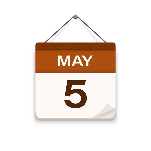 5月5日 日历图标与阴影 一个月 会议时间 活动时间表日期 平面矢量图解 — 图库矢量图片