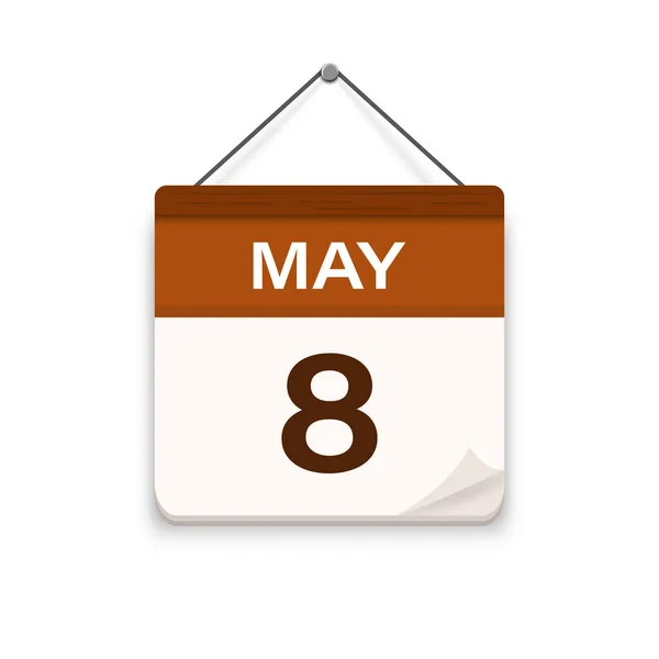 Мая Значок Календаря Тенью День Месяц Время Встречи Дата Проведения — стоковый вектор