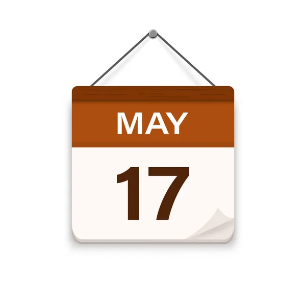 5月17日 带有阴影的日历图标 一个月 会议时间 活动时间表日期 平面矢量图解 — 图库矢量图片