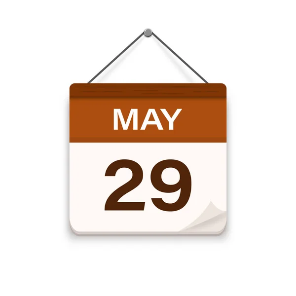 五月二十九日 有阴影的日历图标 一个月 会议时间 活动时间表日期 平面矢量图解 — 图库矢量图片