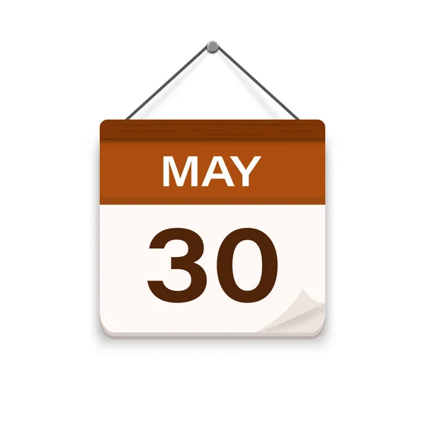5月30日 带有阴影的日历图标 一个月 会议时间 活动时间表日期 平面矢量图解 — 图库矢量图片