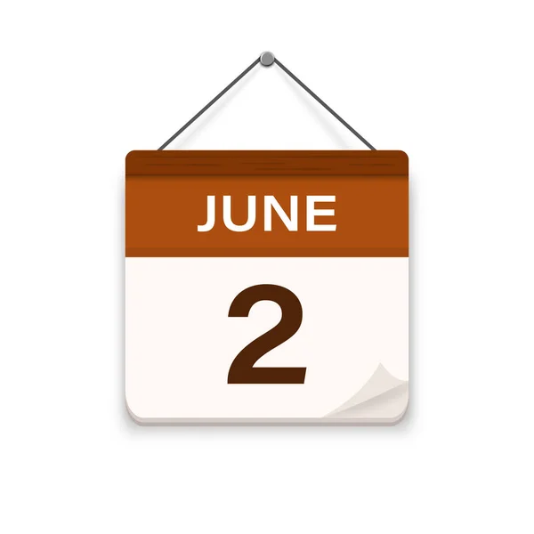 Июня Значок Календарь Тенью День Месяц Время Встречи Дата Проведения — стоковый вектор