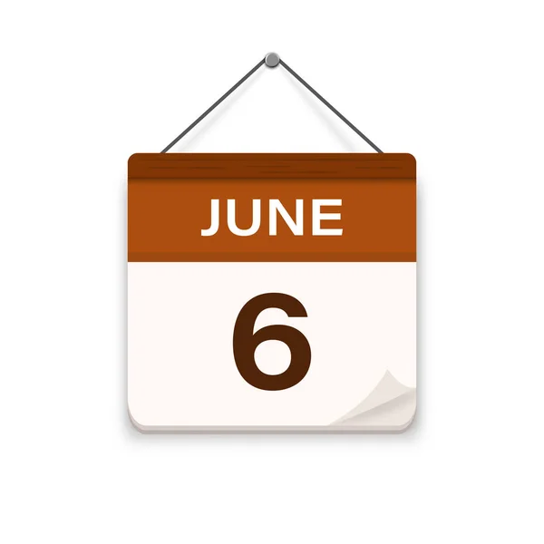 Června Ikona Kalendář Den Měsíc Schůzka Datum Naplánování Události Plochá — Stockový vektor