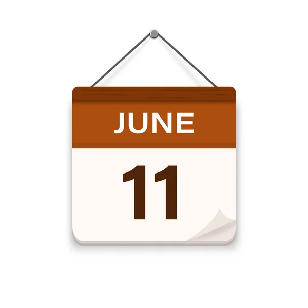 6月11日カレンダーアイコン 約束の時間だ 予定日 平面ベクトル図 — ストックベクタ