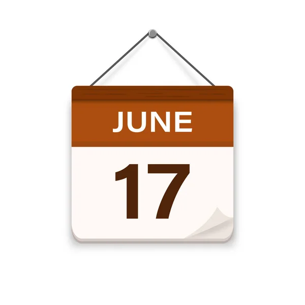 Junho Ícone Calendário Com Sombra Dia Mês Hora Reunião Data — Vetor de Stock