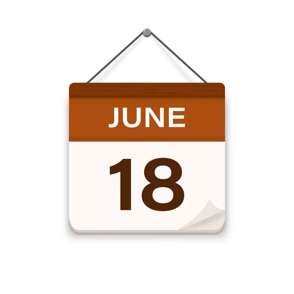Czerwca Ikona Kalendarza Cieniem Dzień Miesiąc Czas Spotkanie Data Wydarzenia — Wektor stockowy