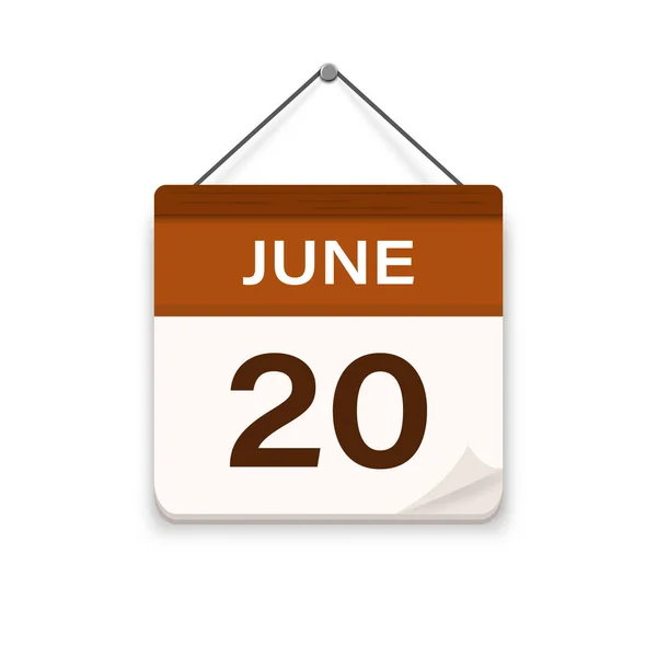 Junho Ícone Calendário Com Sombra Dia Mês Hora Reunião Data — Vetor de Stock