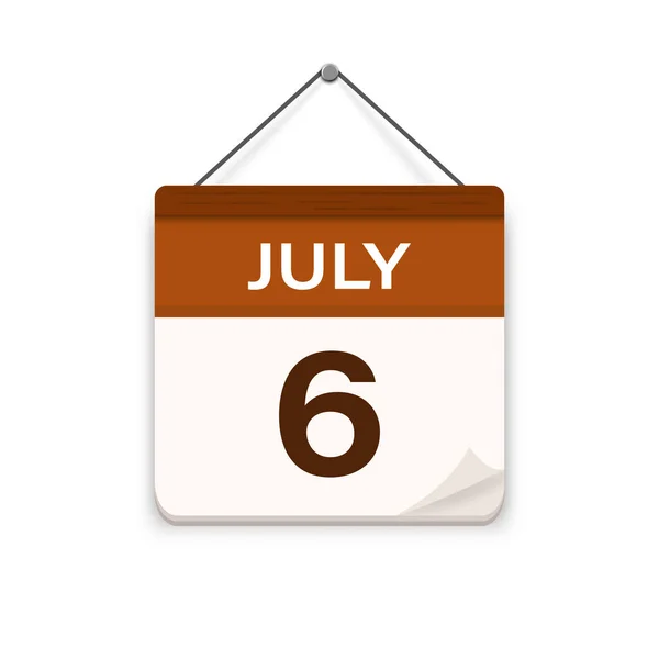 Juli Kalendersymbol Mit Schatten Tag Monat Terminvereinbarung Veranstaltungstermin Flache Vektorabbildung — Stockvektor