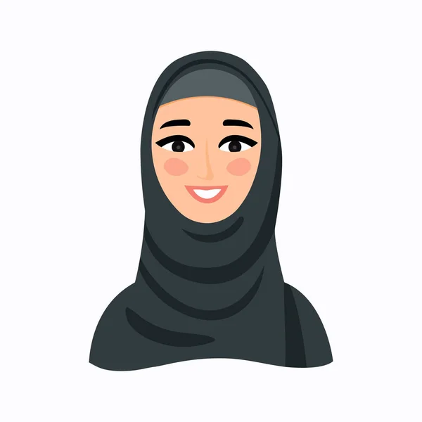 Лицо Арабки Покрыто Хиджабом Мусульманка Мусульманская Девушка Аватар Икона Аватара — стоковый вектор