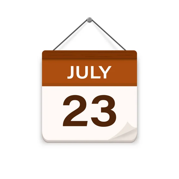 7月23日 影のカレンダーアイコン ミーティングの予定時間 イベントスケジュール フラットベクトルイラスト — ストックベクタ