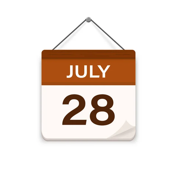 Июля Значок Календаря Тенью День Месяц Время Встречи Дата Проведения — стоковый вектор