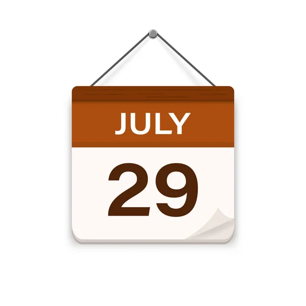 7月29日 影のあるカレンダーアイコン ミーティングの予定時間 イベントスケジュール フラットベクトルイラスト — ストックベクタ