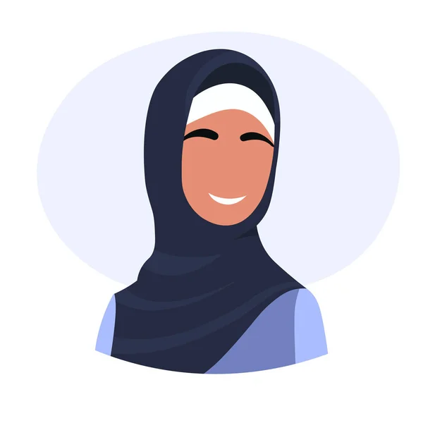 Лицо Арабки Покрыто Хиджабом Мусульманка Мусульманская Девушка Аватар Икона Аватара — стоковый вектор