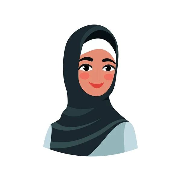 Arabská Ženská Tvář Pokrytá Hidžábem Muslimka Muslimská Dívka Avatar Ikona — Stockový vektor