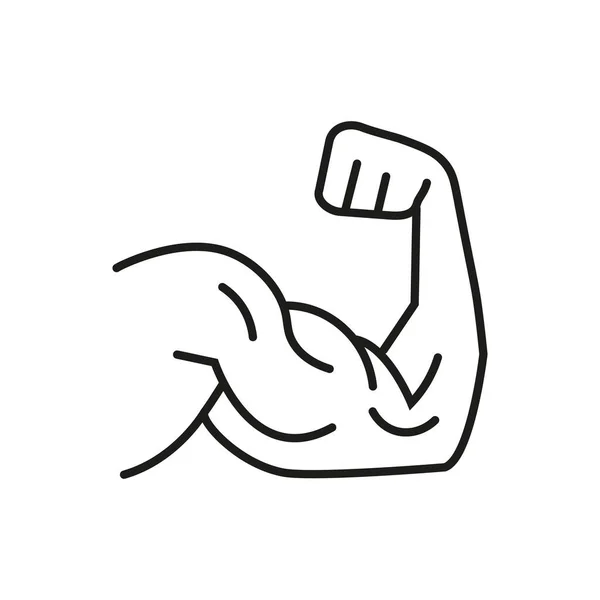 Ícone Linha Muscular Braço Fitness Fisiculturista Sinal Bíceps Ícone Linear — Vetor de Stock