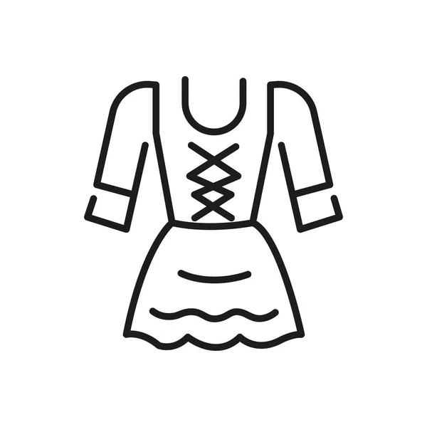 Dirndl Icono Línea Oktoberfest Ropa Icono Vestuario Del Festival Vestido — Vector de stock