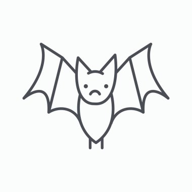 Yarasa hayvan taslak vektör simgesi. Cadılar Bayramı ve tatil, uçan hayvan. İzole vektör illüstrasyonu