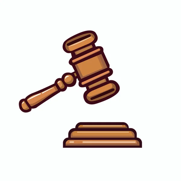 Auction Gavel Icon Judge Wooden Hammer Flat Design Auction Judgment — Stock Vector