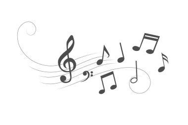 Müzik notası tasarım elemanı. İzole vektör illüstrasyonu.