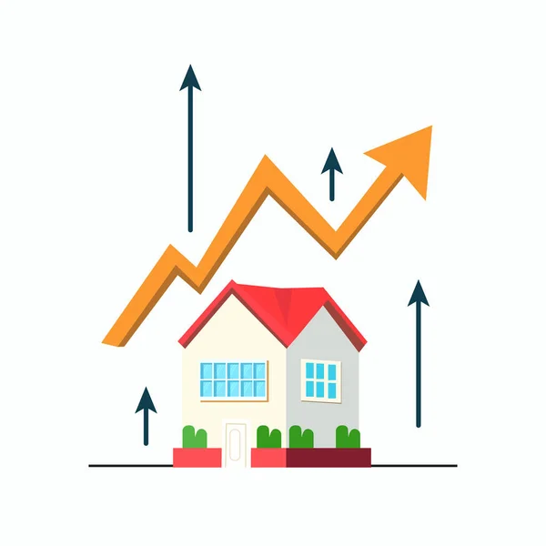 Housing Price Rising Real Estate Investment Property Growth Concept House — Stock Vector